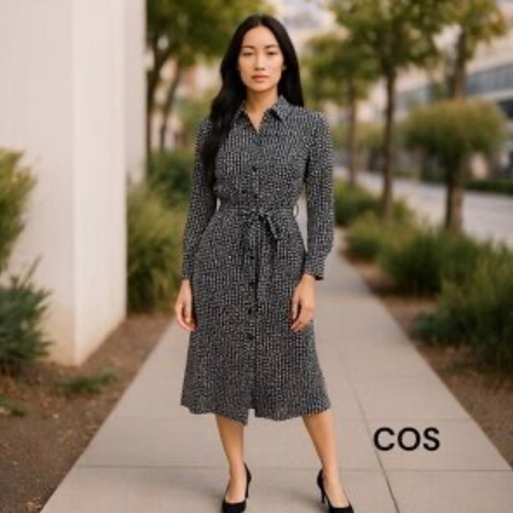 COS Monochrome Long Sleeve Dress